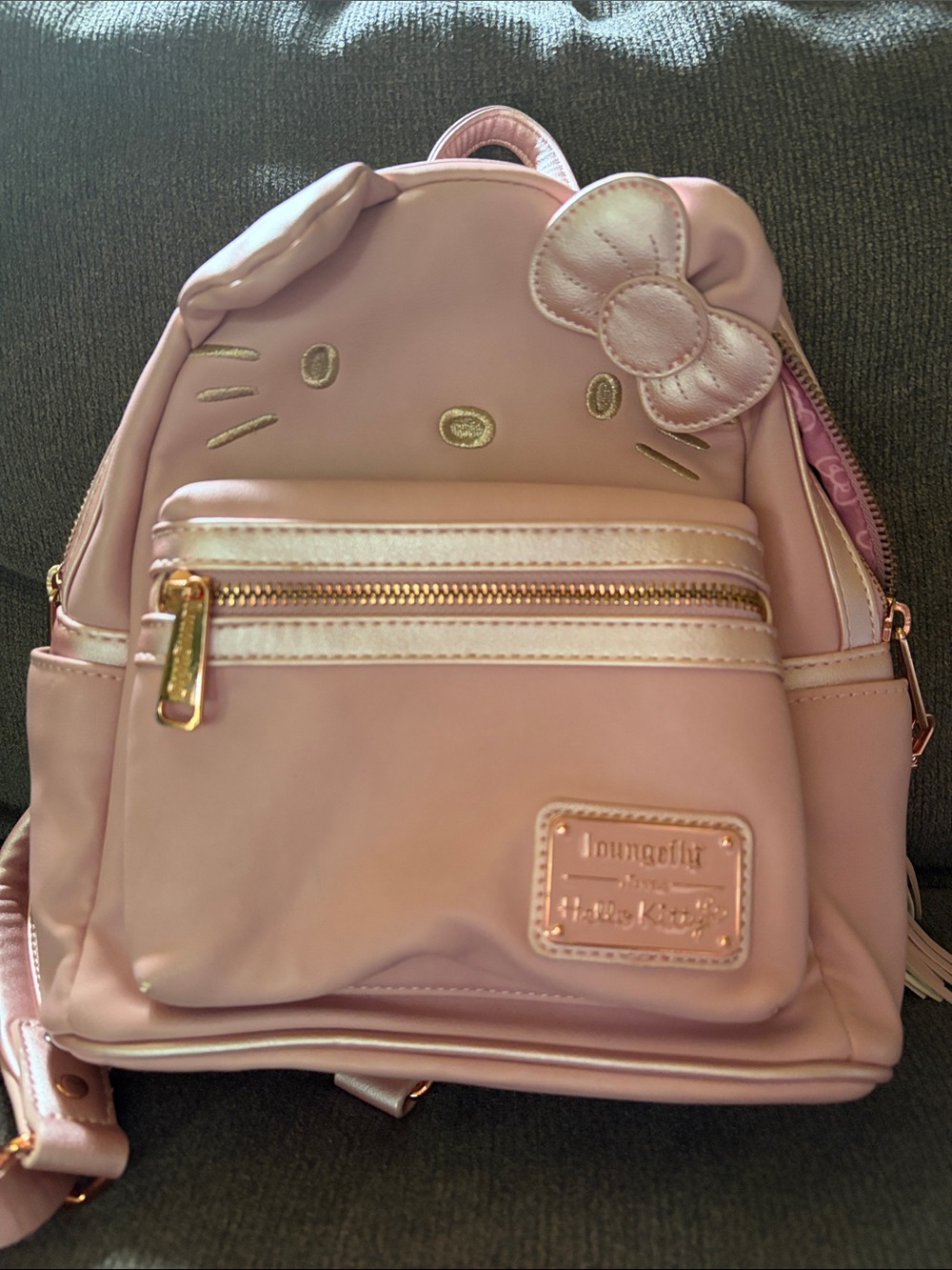 Loungefly Hello Kitty Light Pink Mini Backpack with Gold Accents